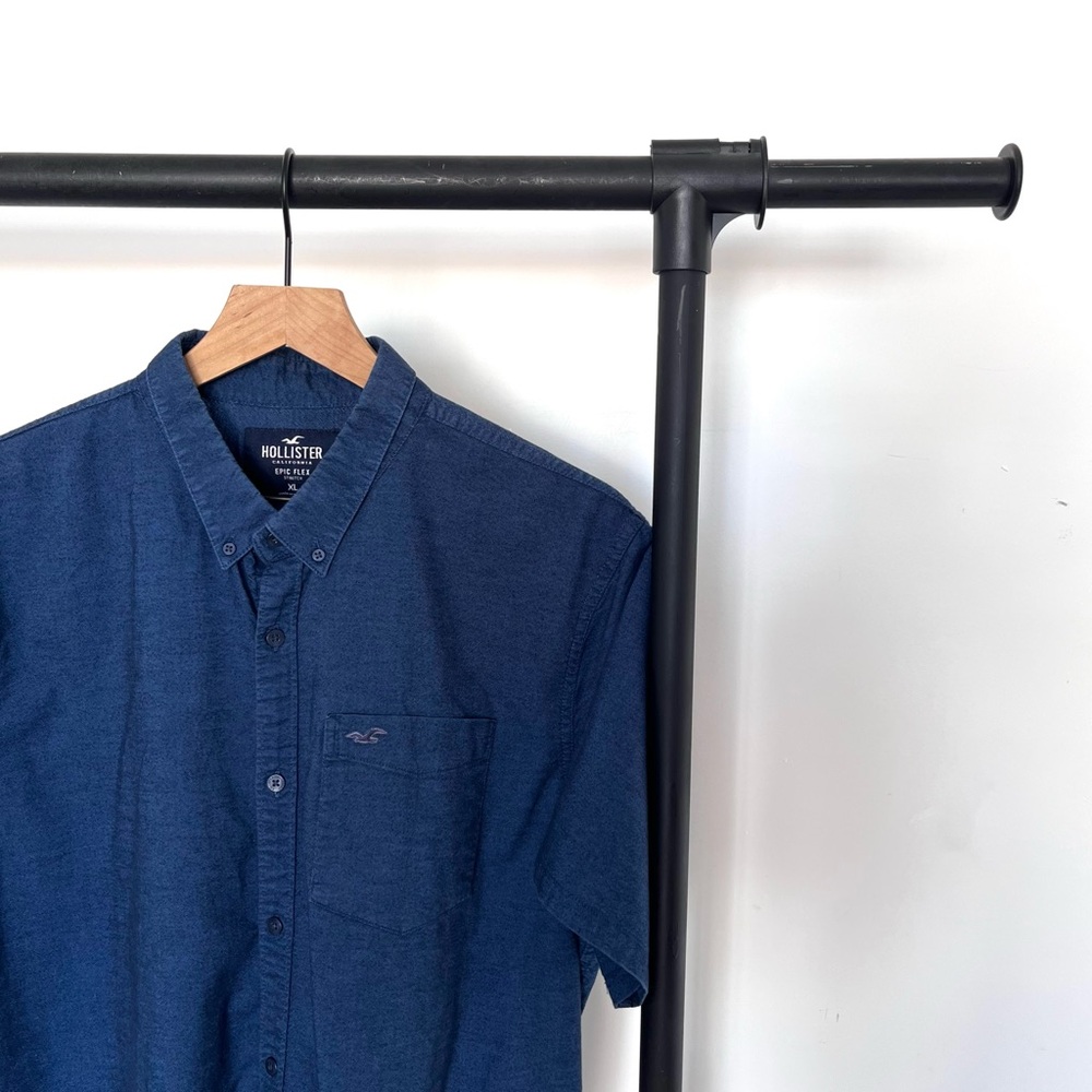 Hollister Stretch Poplin Slim Fit Casual Button Down Shirt Men’s XL Epic Flex